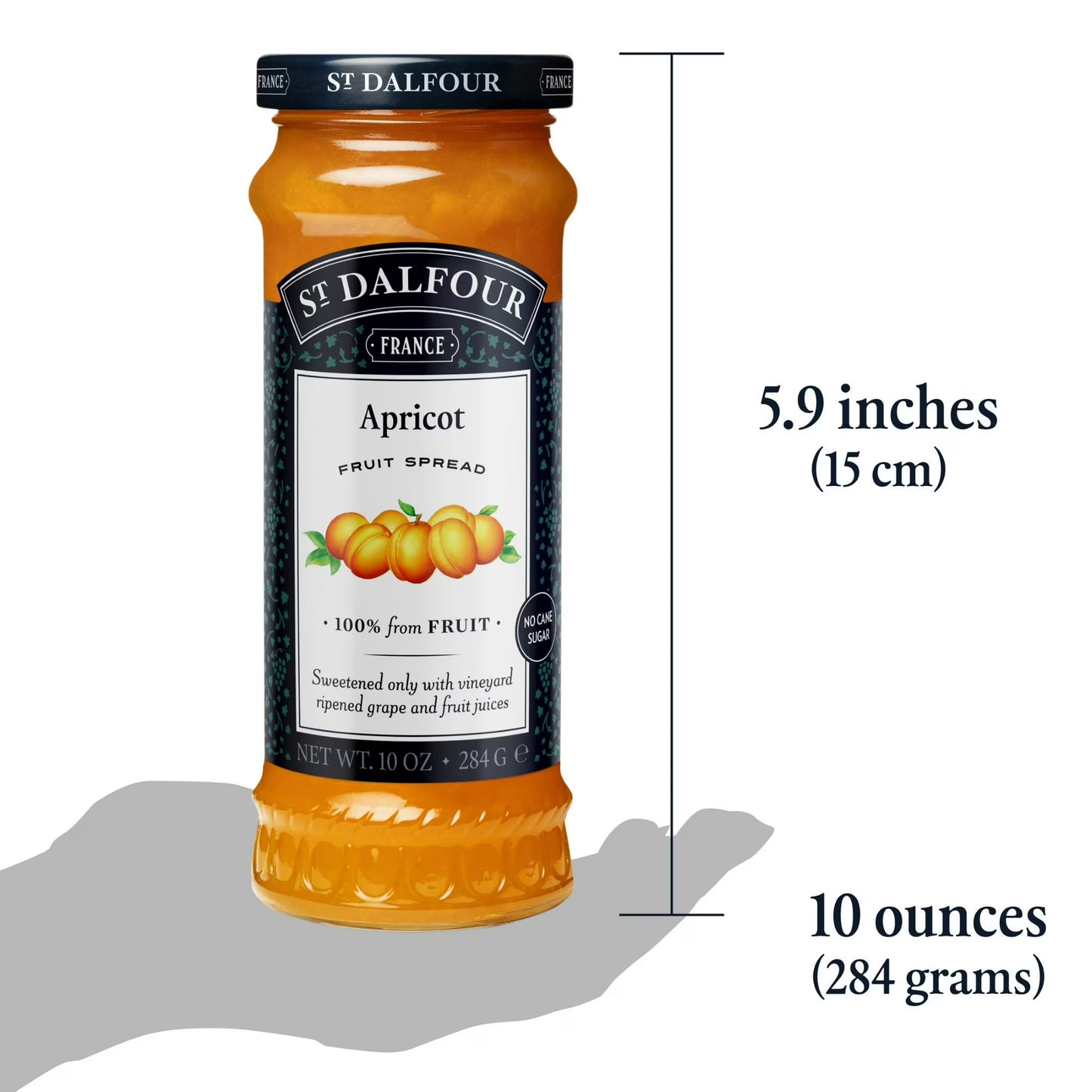 St Dalfour Apricot Fruit Spread, 100% from Fruit, Vegan & Gluten Free, 10 oz Jar