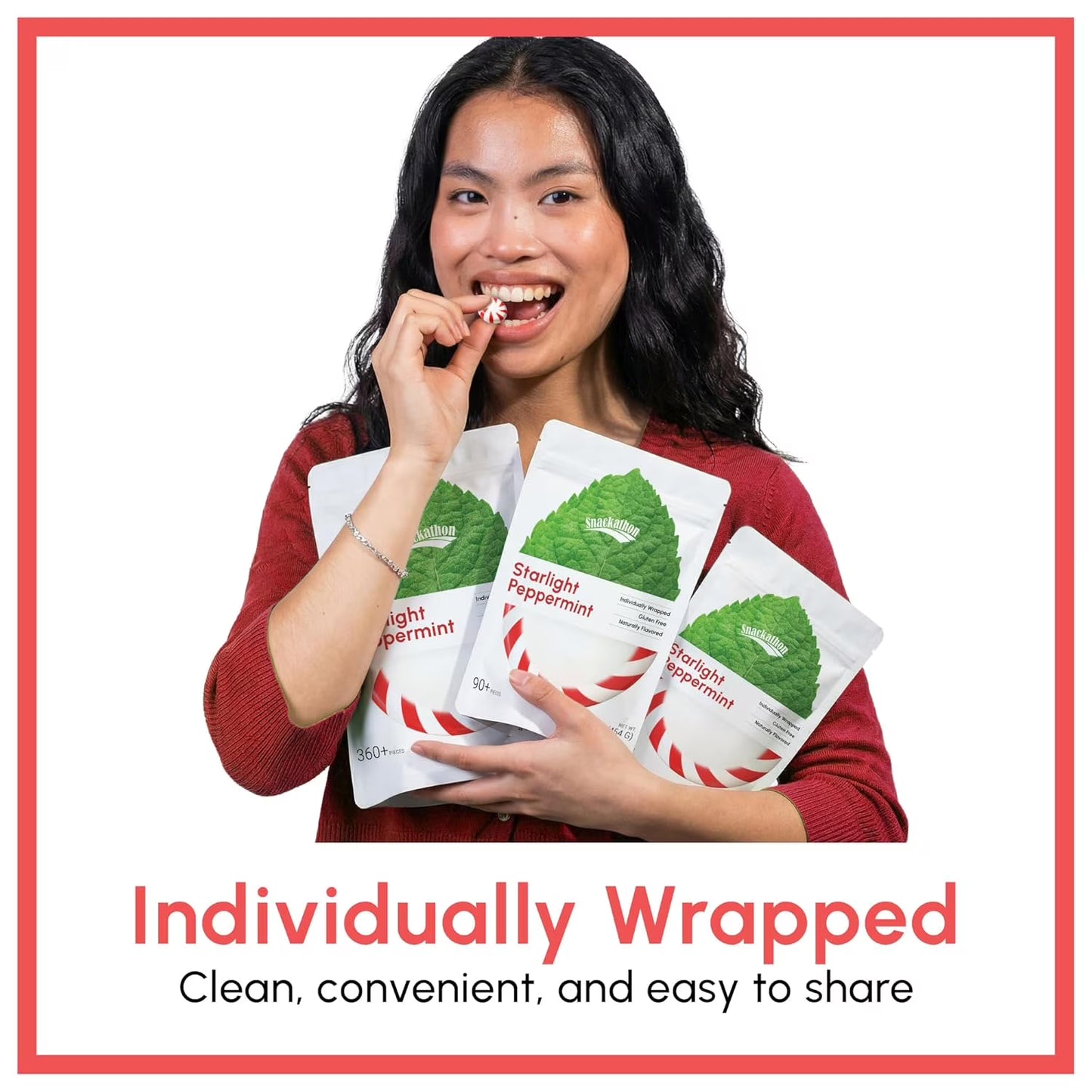 Snackathon Starlight Peppermint Candy, Individually Wrapped, 2 Pound Bag