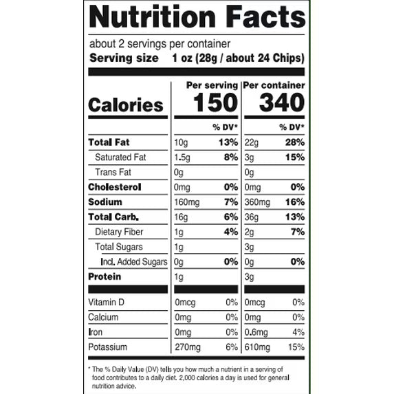 Great Value Sour Cream & Onion Flavored Potato Chips, 1.75oz, P65