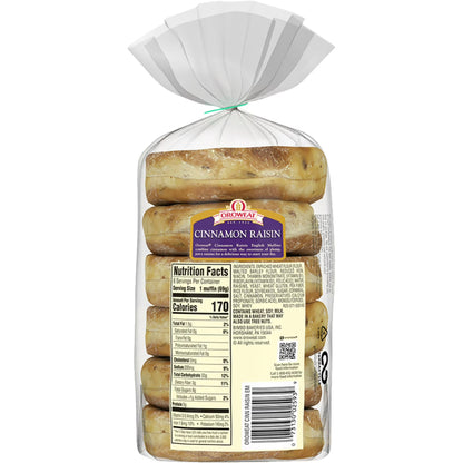 Oroweat Cinnamon Raisin English Muffins, 6 count, Pre-sliced English Muffins, 14.5 oz Bag