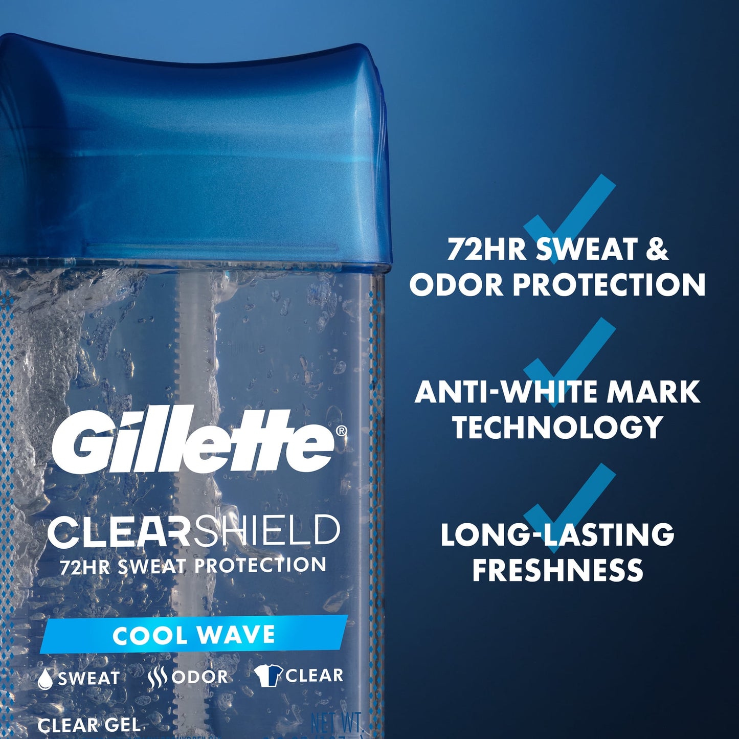 Gillette Antiperspirant Deodorant for Men, Clear Gel, Cool Wave, 3.8 oz, Twin Pack