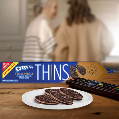 OREO Thins Tiramisu Creme Chocolate Sandwich Cookies, Family Size, 11.78 oz