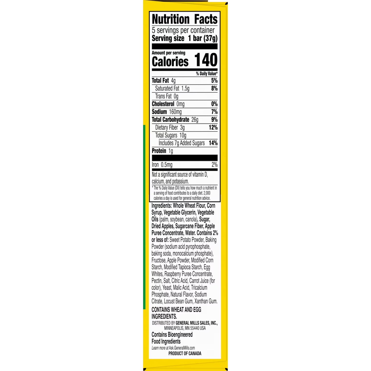 Mott's Soft Baked Apple Filled Bars, Raspberry Flavor Snacks, 5 Count, 6.55 oz