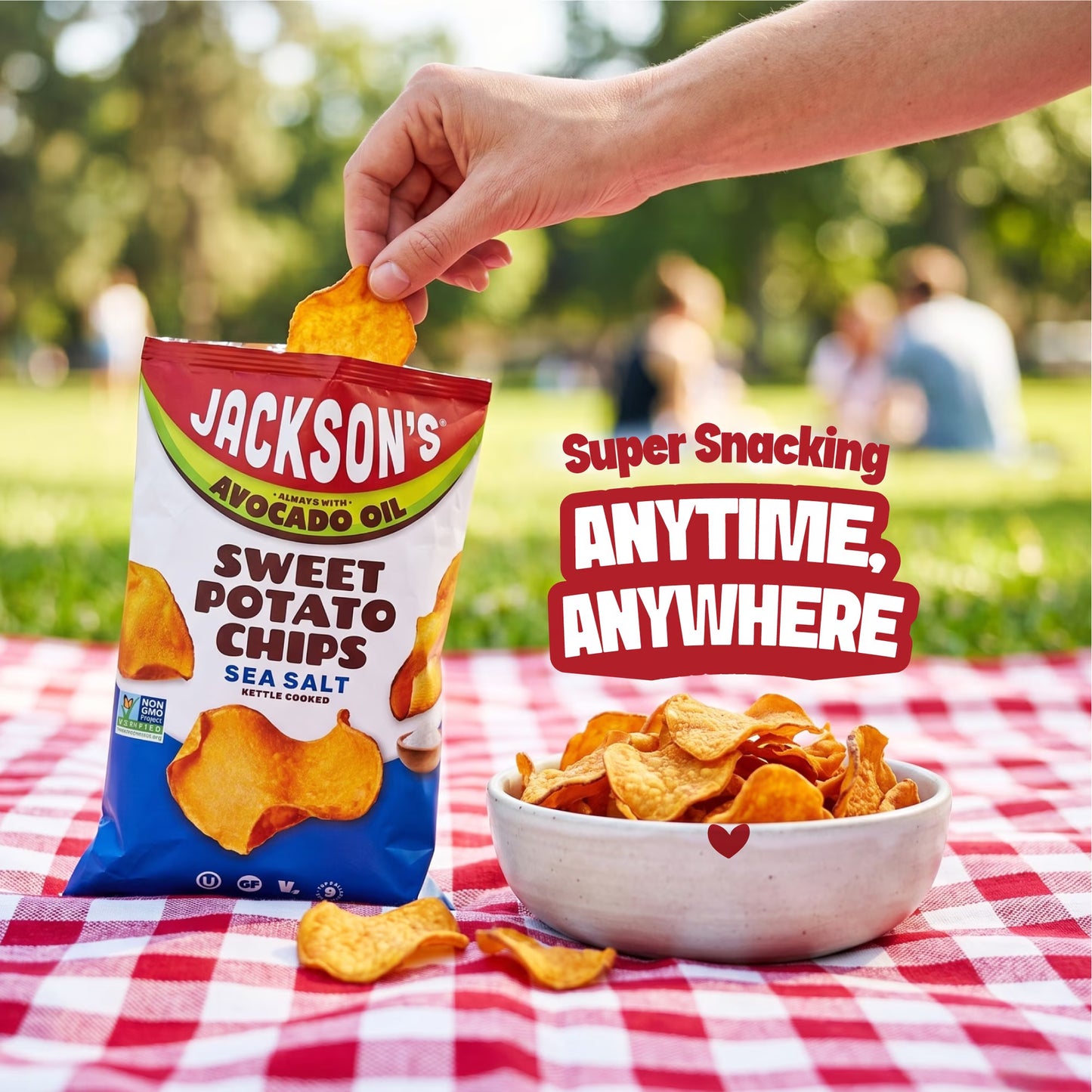 Jackson's Sweet Potato Kettle Chips with Sea Salt, Avocado Oil, Free of Top 9 Allergens, 5 oz