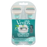 Gillette Venus ComfortGlide Sensitive Disposable Razor for Women, 5 Blades with a Touch of Aloe, Water-Activated Moisture Bars, 2ct