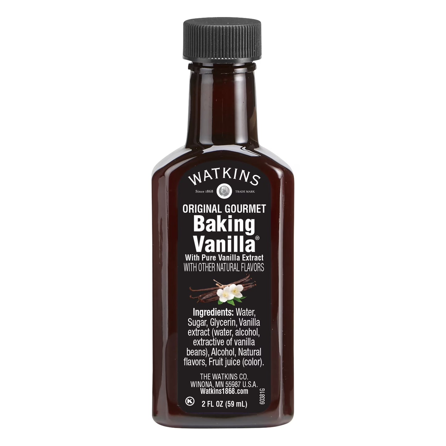 Watkins All Natural Original Gourmet Baking Vanilla Extract, 2 fl oz (Plastic Container)