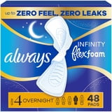 (2 pack) Always Infinity FlexFoam Pads, Size 4, Overnight, Wings, Unscented, 48 Count