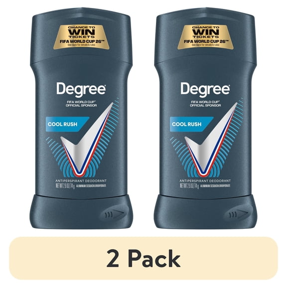 (2 pack) Degree Men Antiperspirant Deodorant 72-Hour Sweat and Odor Protection Cool Rush Antiperspirant For Men With Body Heat Activated Technology, 2.6 oz