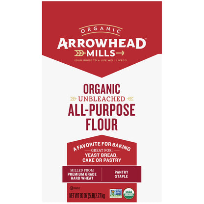 (3 pack) Arrowhead Mills Unbleached Organic All Purpose Flour, 5 lb Bag