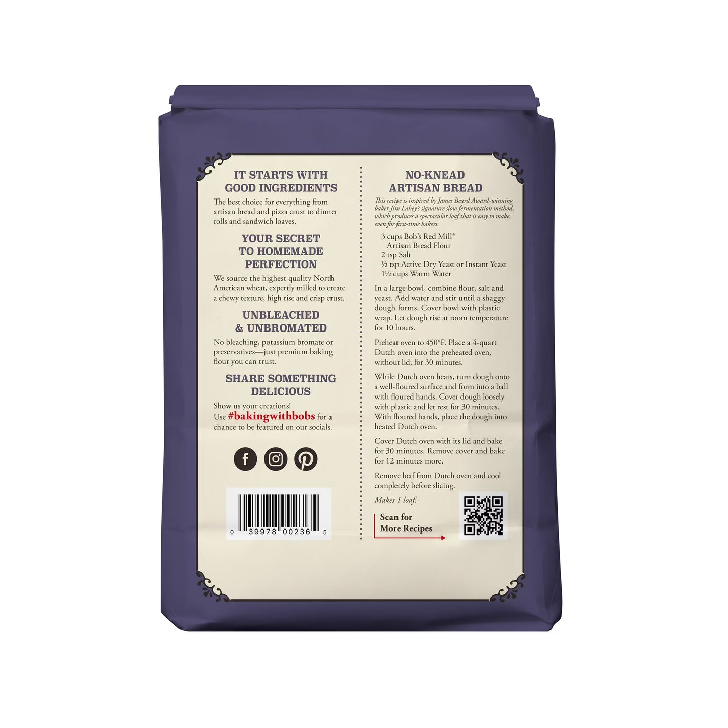 Bob's Red Mill Artisan Bread Flour, Unbleached Enriched Wheat, 5 lb Bag