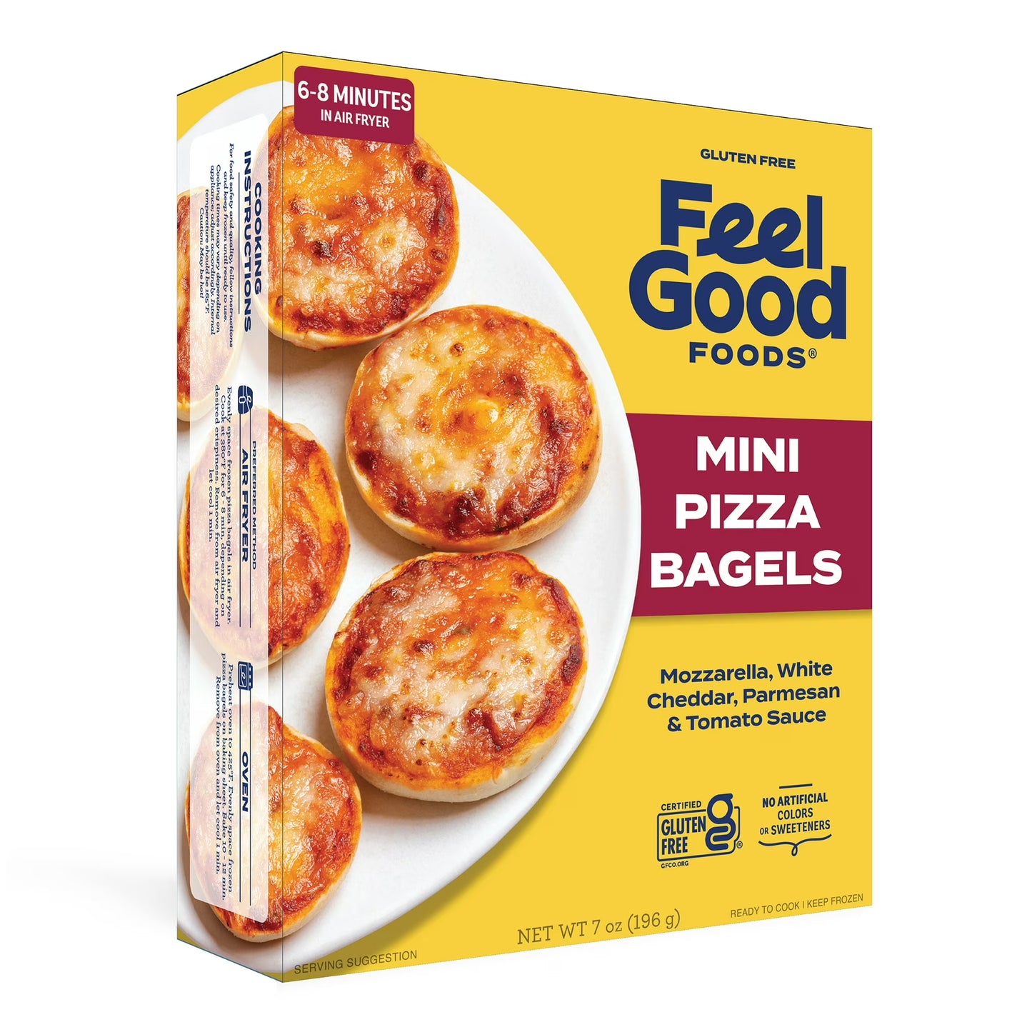 Feel Good Foods Gluten Free Three Cheese Mini Pizza Bagels - 7 Ounce