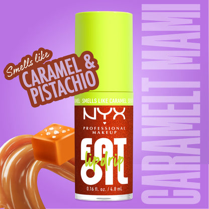 NYX Professional Makeup Fat Oil Lip Drip Lip Oil, 12 Hour Hydration Lip Gloss, Caramelt Mami, 0.16 fl oz