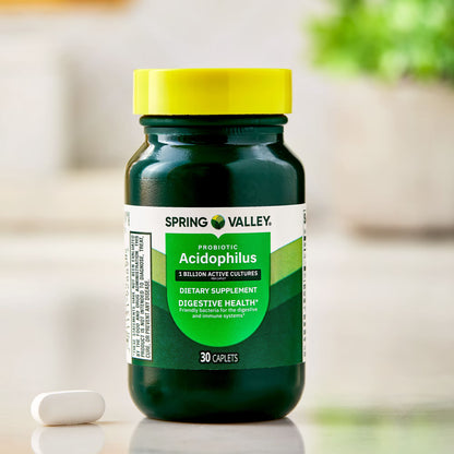 (2 pack) Spring Valley Probiotic Acidophilus Caplets for Digestive Health, 1 Billion Active Cultures, 30 Count