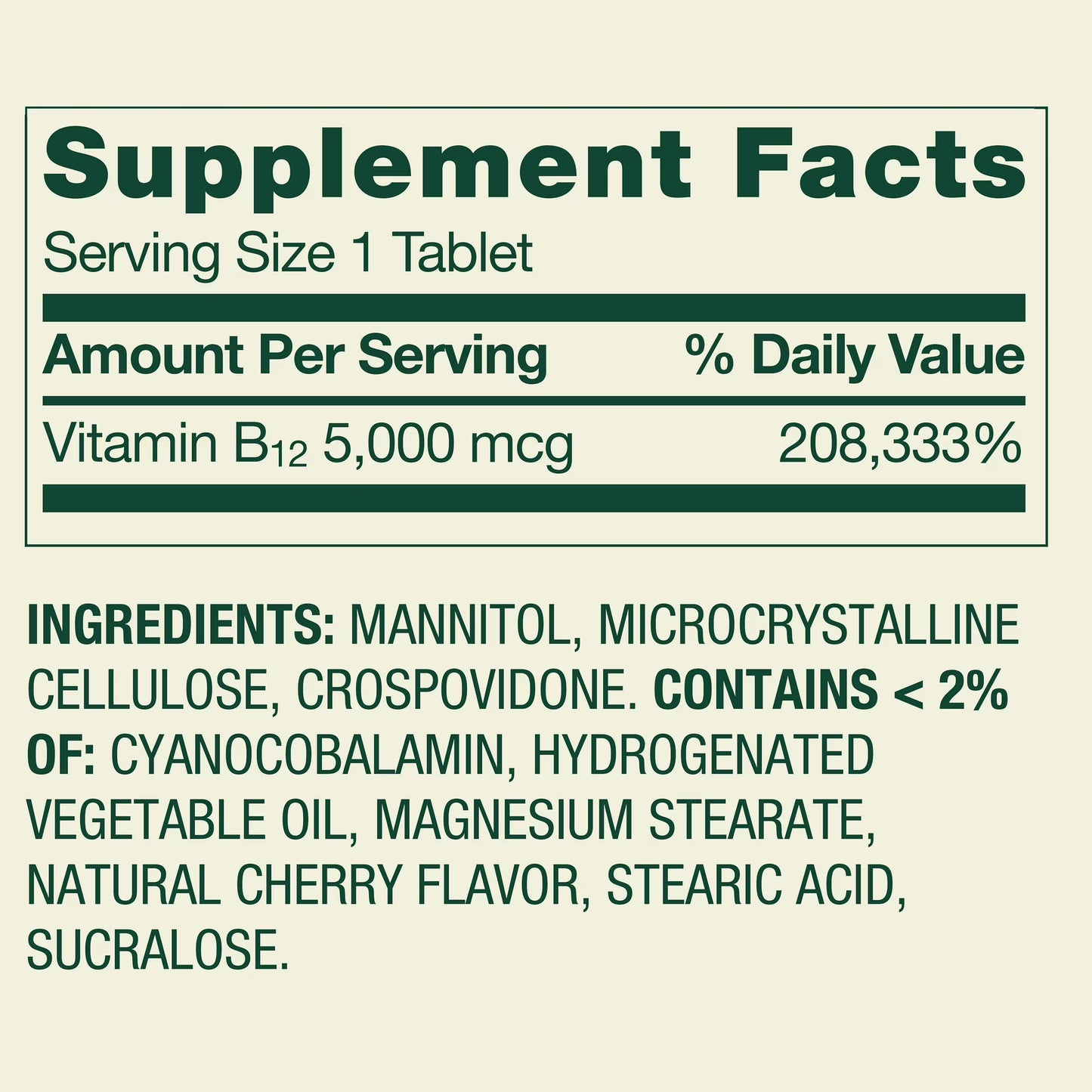(4 pack) Spring Valley Extra Strength Vitamin B12 Supplement, Cherry, 5000 mcg, 300 Count, Fast Dissolve Tablets for Metabolism Support