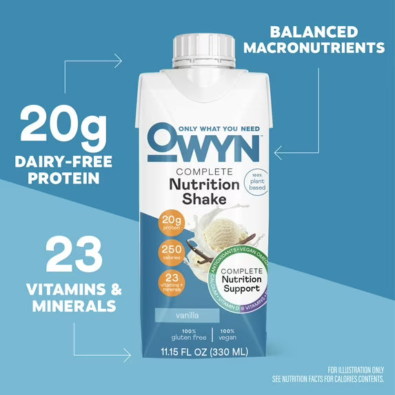 OWYN Complete Nutrition 20g Protein Shake, Vanilla, 11.15 fl oz, 4 Count