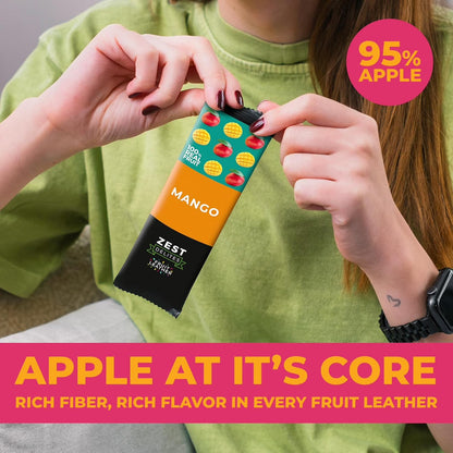 Zest Delites Fruit Leather Snacks, Vegan Fruit Bars, Berries & Tropical Flavors, Pack of 36