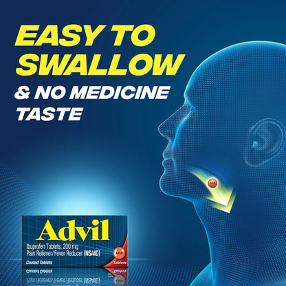 Advil Pain Relievers and Fever Reducer Coated Tablets, 200 Mg Ibuprofen, 24 Count