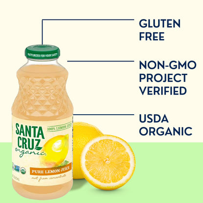 (2 pack) Santa Cruz Organic 100% Pure Lemon Juice, 16 Fluid Ounces