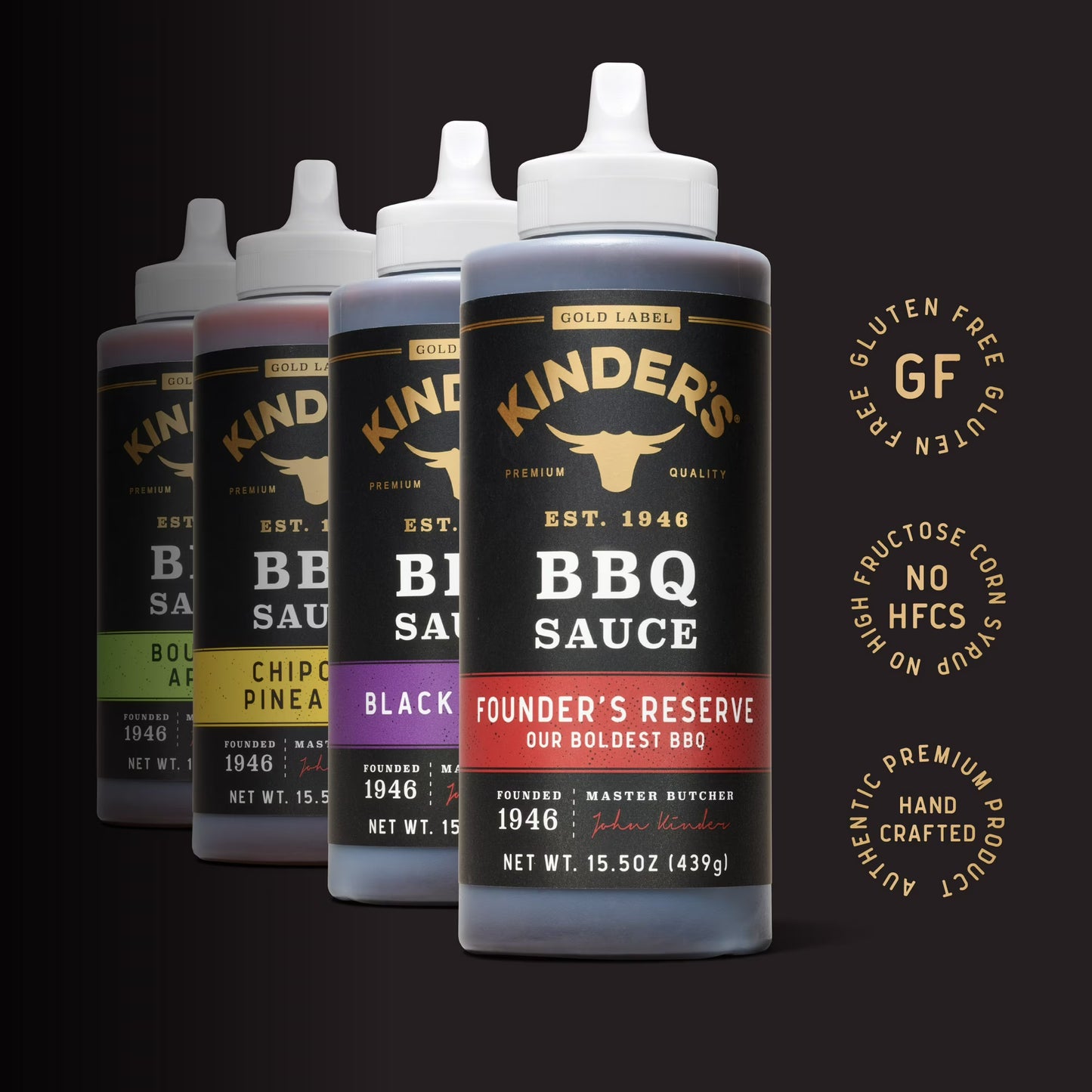 Kinder's Gold Label Founder's Reserve BBQ Sauce, 15.5 oz Squeeze Bottle