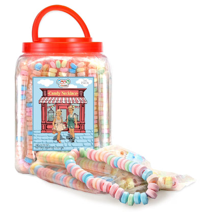 36 Candy Necklaces Individually Wrapped, Nostalgic Pastel Candy Jewelry Perfect for Party Favors, Pinata Fillers and Goodie Bags, By 4YoreElves