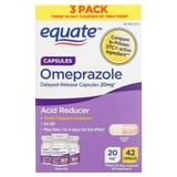 (3 pack) Equate Omeprazole Delayed-Release Acid Reducer Capsules, 20 mg, 42 Count