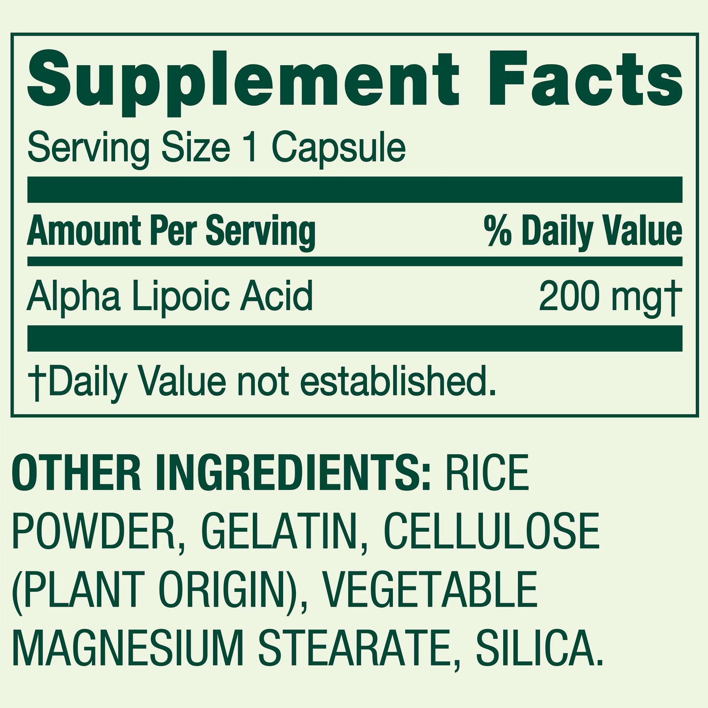 Spring Valley Alpha Lipoic Acid, Antioxidant Support, Dietary Supplement, 200mg Capsule, 100 Count