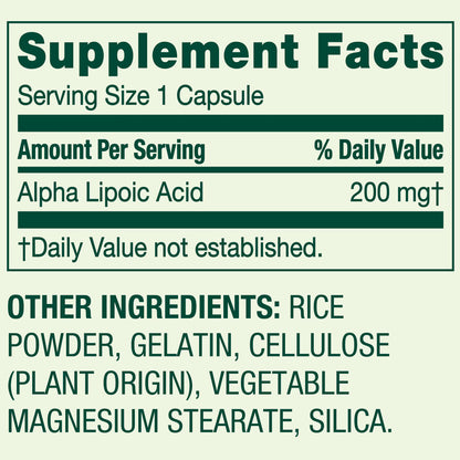 (2 pack) Spring Valley Alpha Lipoic Acid, Antioxidant Support, Dietary Supplement, 200mg Capsule, 100 Count
