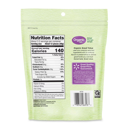 (3 pack) Great Value Organic Dried Mango Strips, 5 oz