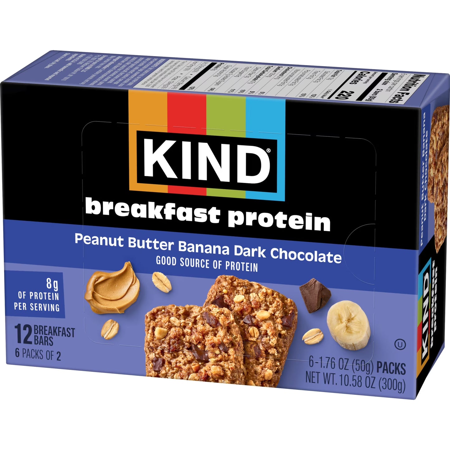 KIND Breakfast Peanut Butter Banana Dark Chocolate Gluten Free Protein Snack Bars, 1.76 oz, 6 Count One box