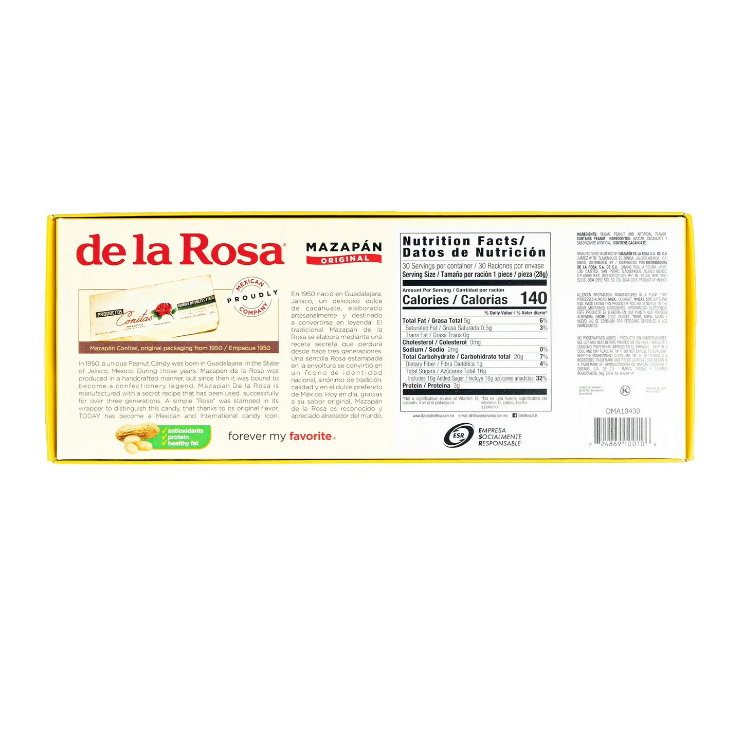 (3 pack) De La Rosa Mazapan Style Mexican Peanut Candy, 20 Count