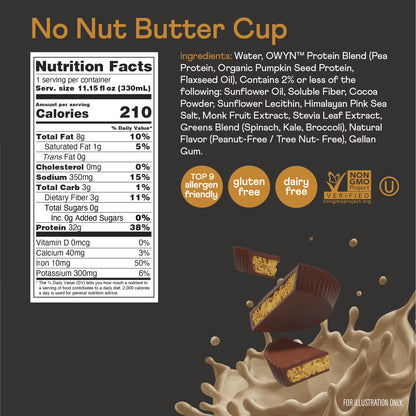 OWYN Pro Elite 32g High Protein Shakes, No Nut Butter Cup, 11.15 fl oz, 4 Count