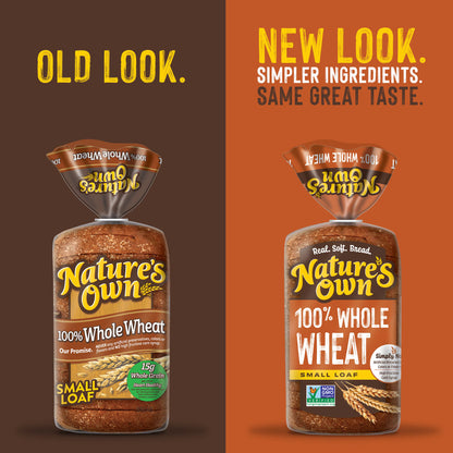 Nature's Own 100% Whole Wheat, Non-GMO Small Loaf Bread, Sandwich Bread, 12 oz Loaf