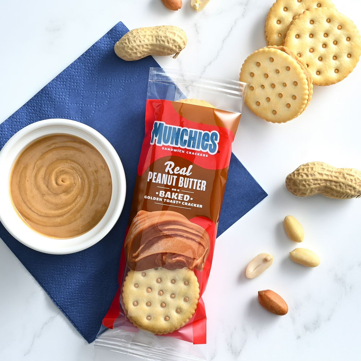 (3 pack) Munchies Real Peanut Butter Baked Golden Toast Sandwich Crackers, 11.36 oz