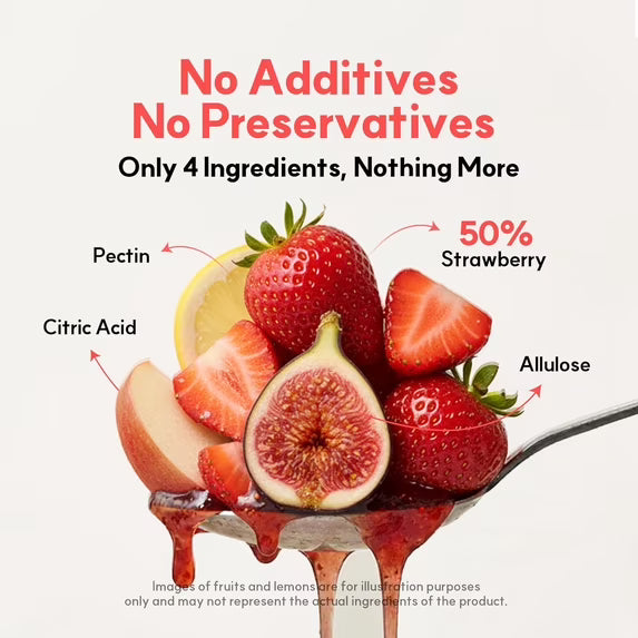 My Normal Low Calorie Strawberry Jam - Diabetic-Friendly, Strawberry 50% Fruit Jelly with Allulose, Keto & Zero Sugar Jam - Only 4 Ingredients, No Artificial Additives (320g, 11.28 oz)