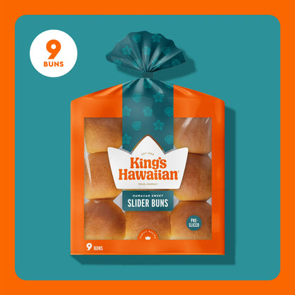 King's Hawaiian Sweet Pre-Sliced Slider Mini Buns 9 Count, 10oz, Shelf-Stable