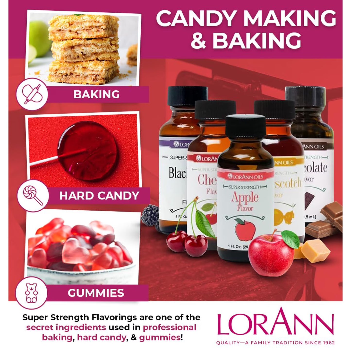 LorAnn Oils Super Strength Flavoring - Used For Candy Making, Flavoring Extracts, Baking, Hard Candy, and Flavor Oils, Apple, 1 fl dram
