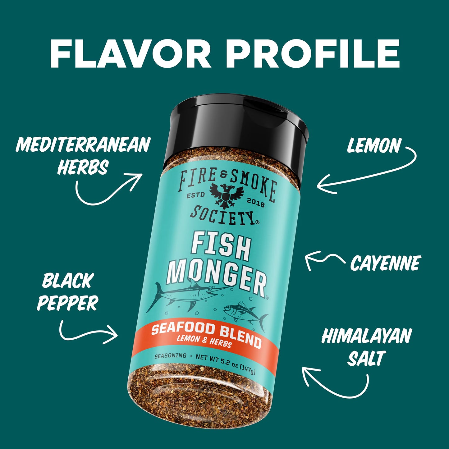 Fire & Smoke Society Fish Monger Fish Seasoning Blend, 5.2 oz Mixed Spices & Seasonings