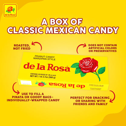 (3 pack) De La Rosa Mazapan Style Mexican Peanut Candy, 20 Count