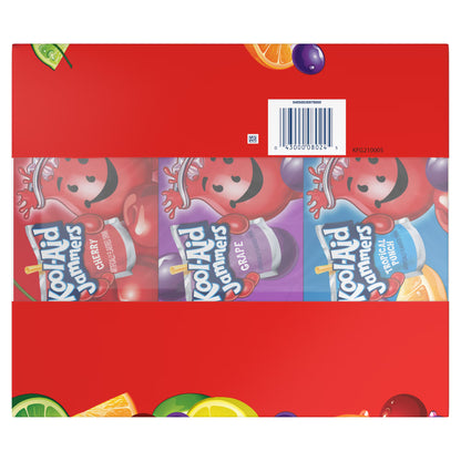 Kool-Aid Jammers Drink, 30 Pouches, for School Lunches and On-the-Go Hydration, Artificially Flavored Tropical Punch, Grape and Cherry Flavors, 6 fl oz