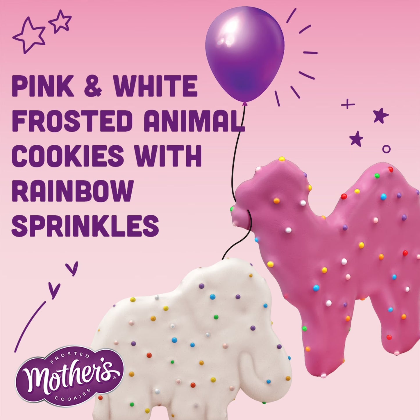 Mother’s Original Circus Animal, Frosted Animal Cookies with Rainbow Sprinkles, 10 packs, 1 oz Each