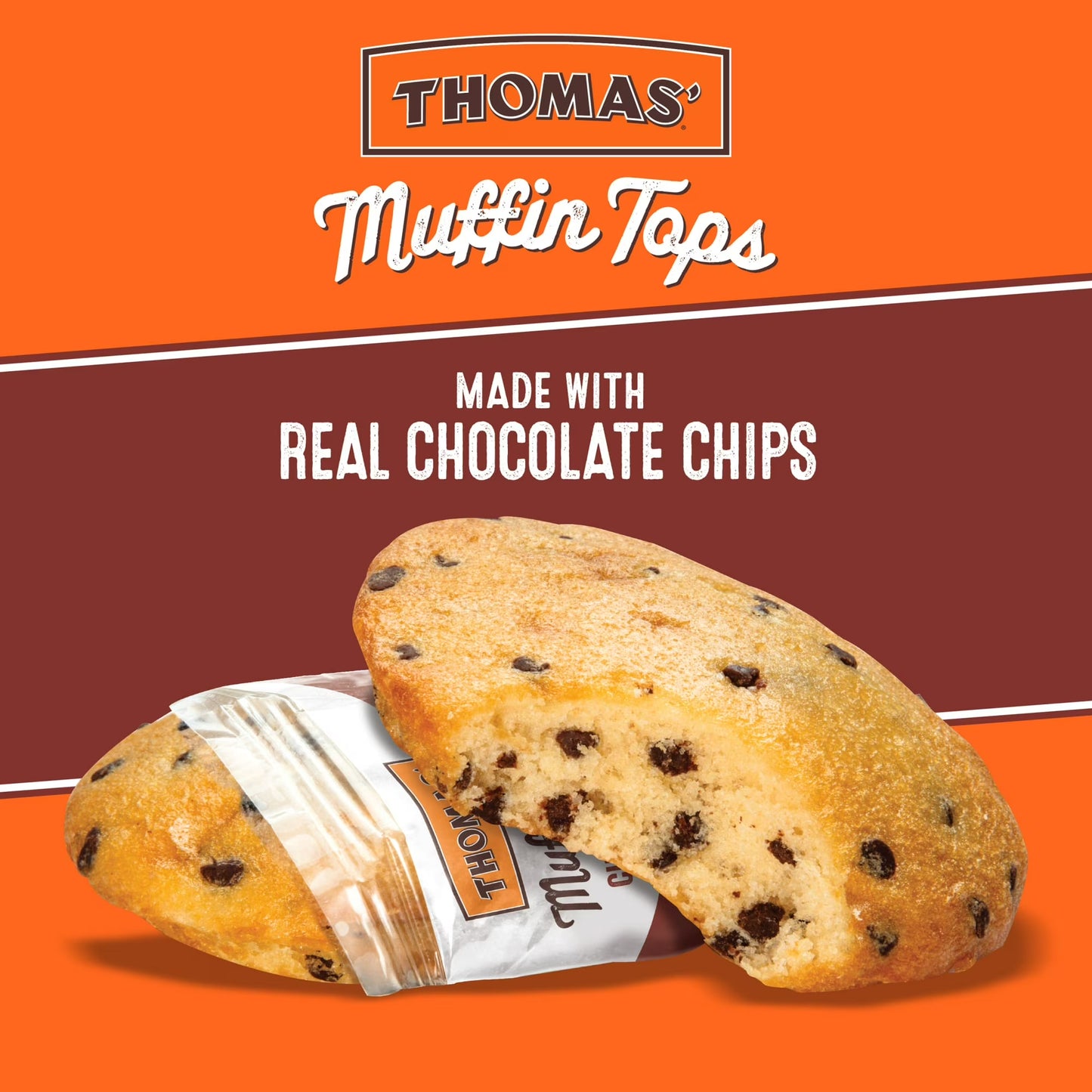 Thomas' Chocolate Chip Muffin Tops, 6 packs, Chocolate Muffin Tops, 10.5 oz Box