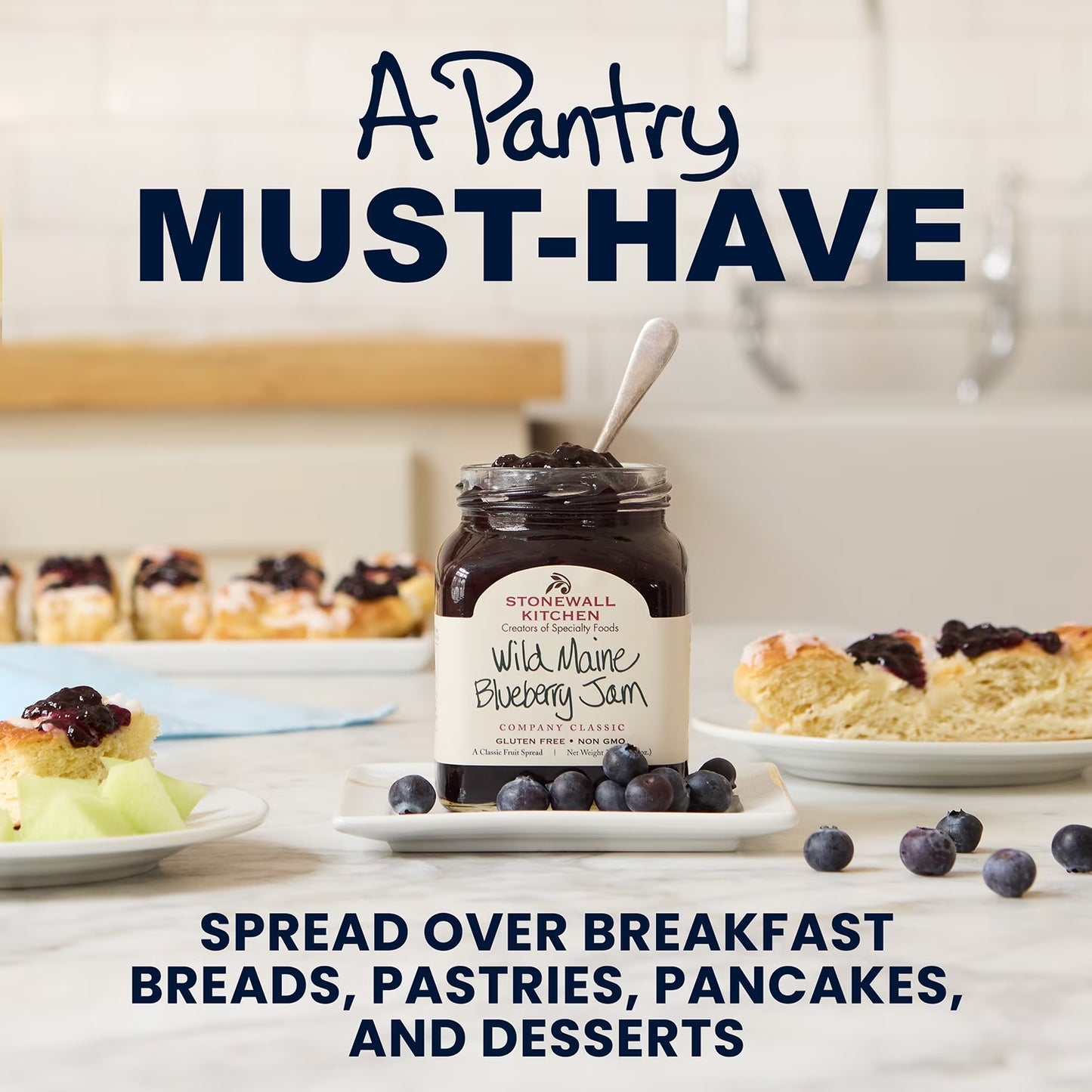 Stonewall Kitchen, non GMO, Wild Maine Blueberry Jam, 12.5 oz. Jar