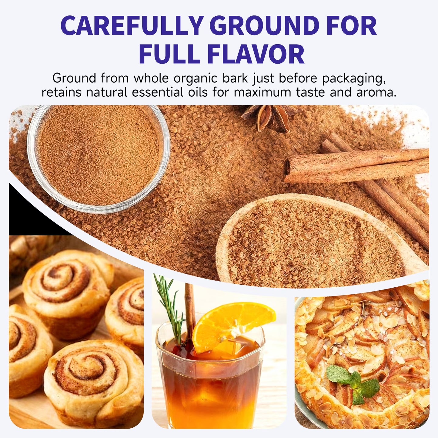 Soeos Organic Cinnamon Powder, 15 oz, Ground Cinnamon, Non-GMO, Kosher