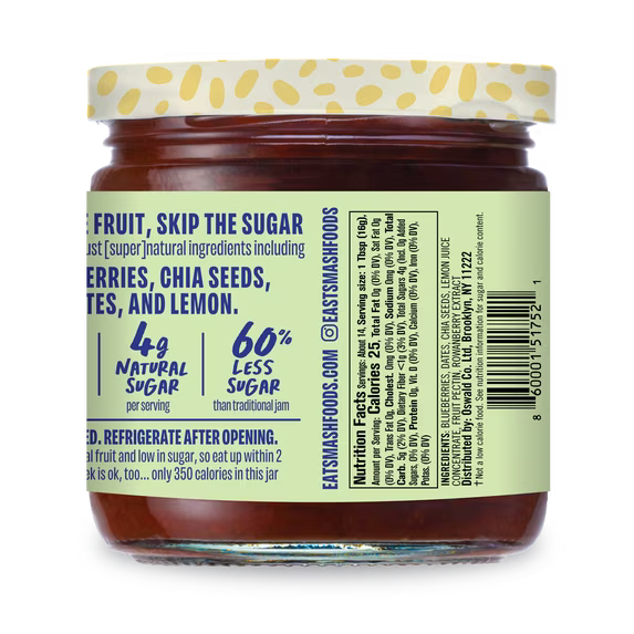 Smash Blueberry Superfood Fruit Spread 8oz