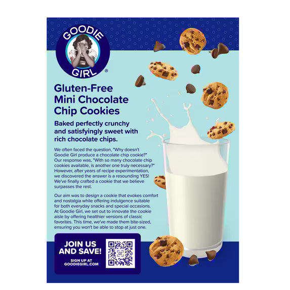 Goodie Girl Gluten Free Chocolate Chip Mini Cookies Snack Pack, 0.75 oz per Bag, 5 Count