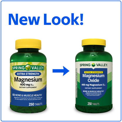 Spring Valley Magnesium Dietary Supplement Tablets for Bone and Muscle Health, 400 mg, 250 Count