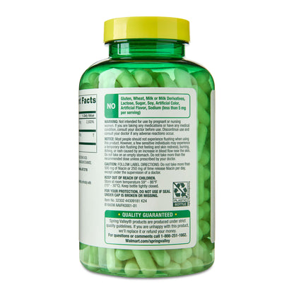 (2 pack) Spring Valley Flush Free Niacin Dietary Supplement Capsules for Metabolism Support, 500 mg, 240 Count