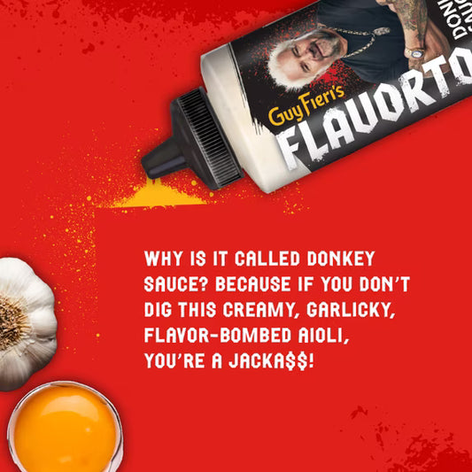 Guy Fieri Flavortown Famous Donkey Sauce, Restaurant-Style Garlic Aioli for Burgers and Fries, 12 oz
