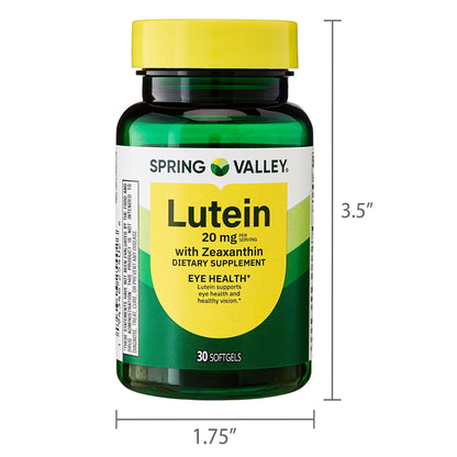 (3 pack) Spring Valley Lutein and Zeaxanthin Eye Health Softgels, 20mg, 30 Count
