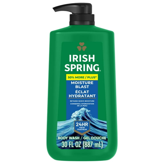 Irish Spring Body Wash for Men, Moisture Blast Body Wash Pump, 30 Oz